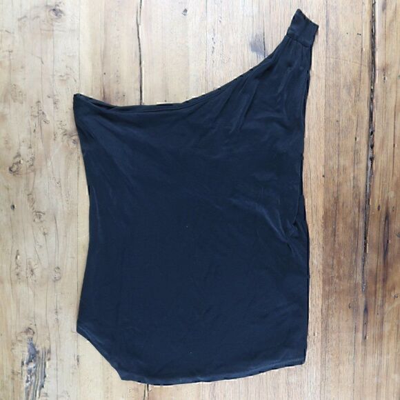 BANANA REPUBLIC BLACK ONE SHOULDER STRETCH TOP SIZE XS - Picture 1 of 4